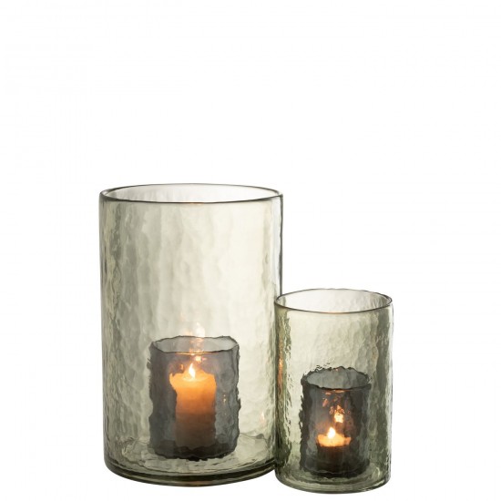 Jline Windlicht Dubbel Glas Groen Large.