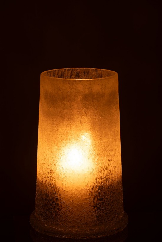 J Line lanternes photophores Jolipa Phosphore Sucre Verre Blanc Large.