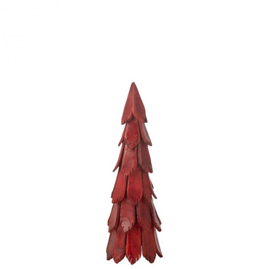 J Line Kerstboom Stukken Hout Rood Medium kerstbomen JO45199.