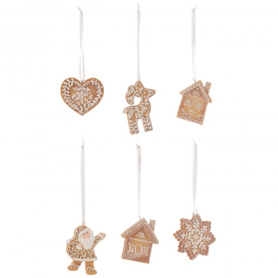 J Line Hanger Peperkoek Resin Bruin Wit hangers JO45206.