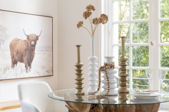 Jline Guirnalda Perla Borla Madera De Mango Natural Oro.