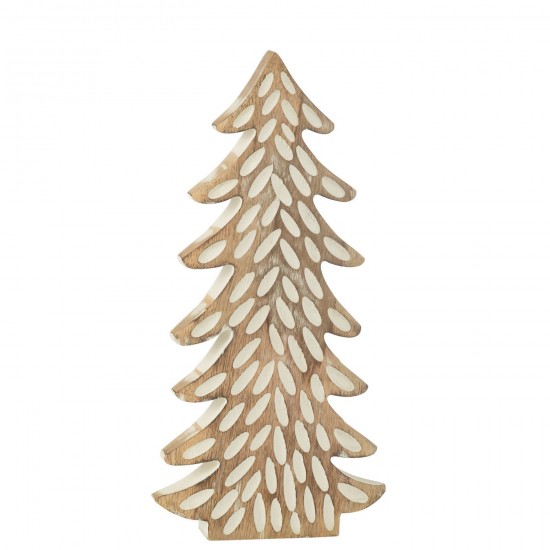 J Line Boom Gekerfd Mango Hout Wit Naturel Large JO45385.