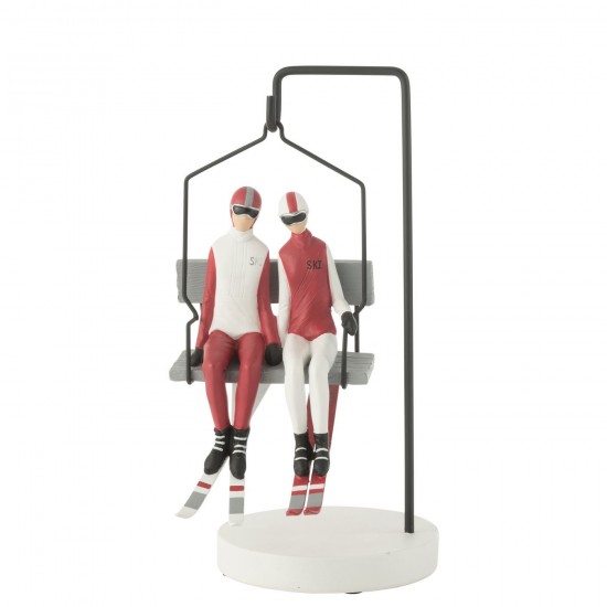 J Line Skilift Ski Couple Resine Rood Wit mensen personen JO45473.