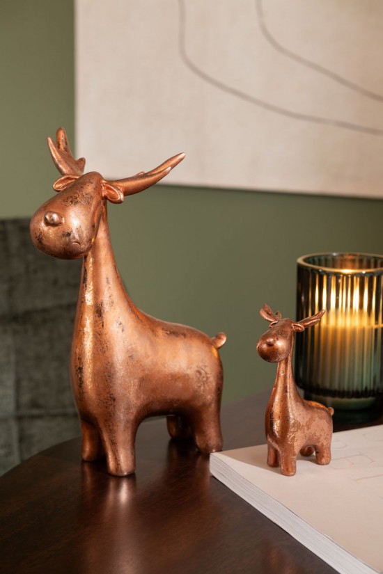 Jline Set De 3 Ciervo Resina Cobre.