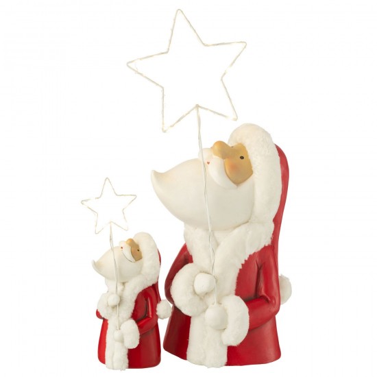 Jline Kerstman Led Ster Resin Wit Rood Large.