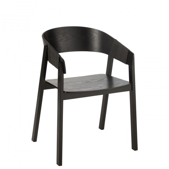 J Line Stoel Naga Essenhout Touw Zwart stoelen eetkamerstoelen eethoekstoelen eettafelstoelen eetstoelen JO45754.