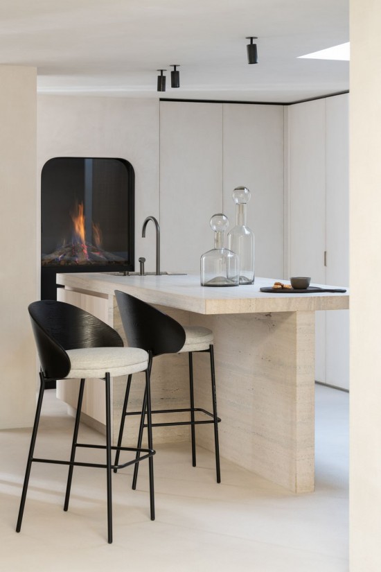 Jline Silla De Bar Lone Contrachapado Metal Negro Gris.