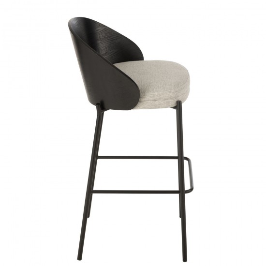 J Line chaises tabourets de bar Jolipa Chaise De Bar Lone Contreplaque Metal Noir Gris.