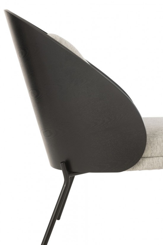 J Line Sedia Lounge Lone Legno Metallo Nero Grigio Sillón Lone Madera Metal Negro Gris.