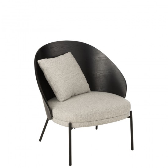J Line Loungestoel Lone Hout Metaal Zwart Grijs relax JO45758.
