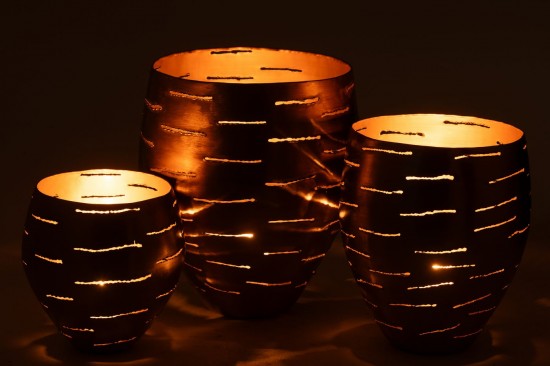 J Line lanternes photophores Jolipa Set 3 Photophores Metal Or.