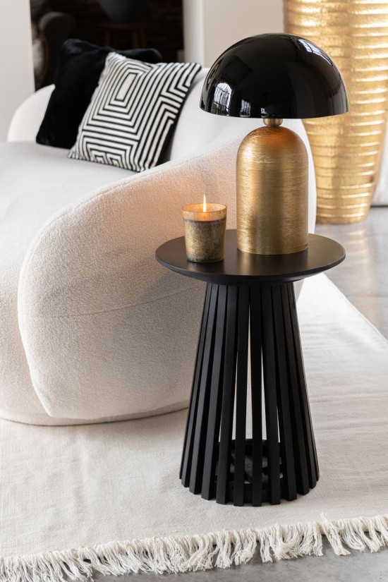 J Line Lampada Mush Metallo Oro Nero Lampara Mush Metal Oro Negro.