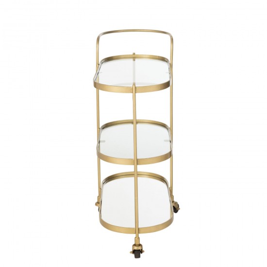 J Line desserte chariot à roues Jolipa Desserte Ovale Metal Miroir Or.