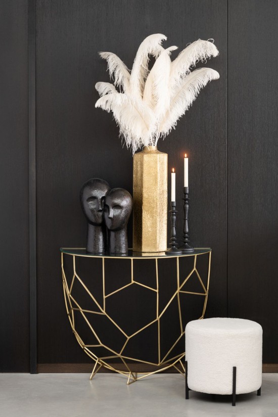 Jline Consola Moza Metal Vidrio Oro.