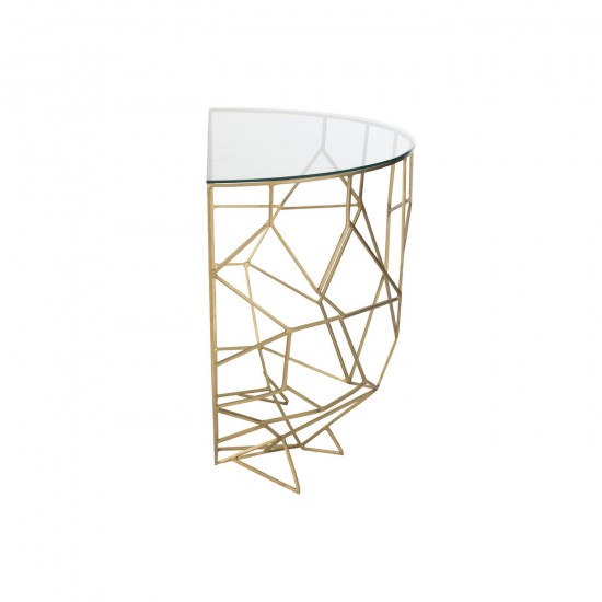 J Line tables de drapier murales Jolipa Console Moza Metal Verre Or.