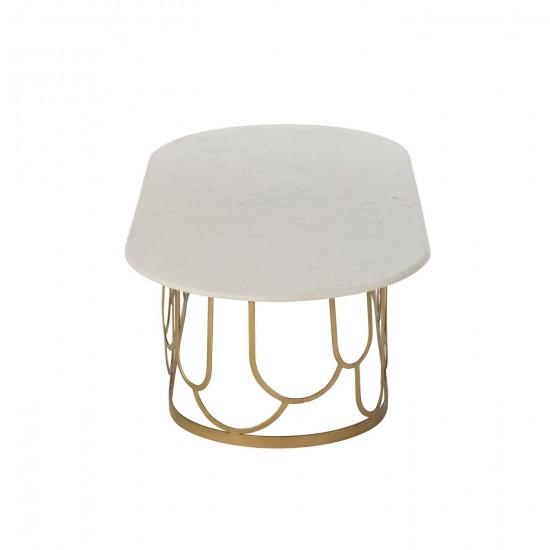 J Line tables de salon basse Jolipa Table Basse Moza Metal Marbre Or.