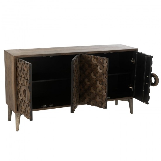 J Line Credenza 4 Porte Legno Di Mango Mdf Marrone Buffet 4 Puertas Madera De Mango Mdf Marrón.