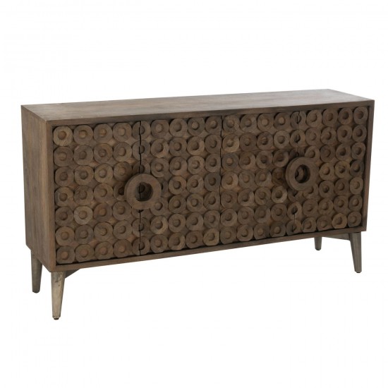 J Line Buffet 4 Deuren Mangohout Mdf Bruin buffetten dressoirs dressoirkasten buffetkasten commodes commodekasten JO45857.
