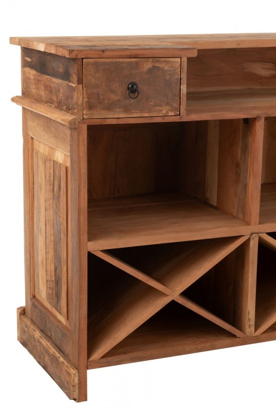 J Line Bar 2 Cassetti Legno Riciclato Naturale Barra 2 Cajones Madera Reciclada Natural.