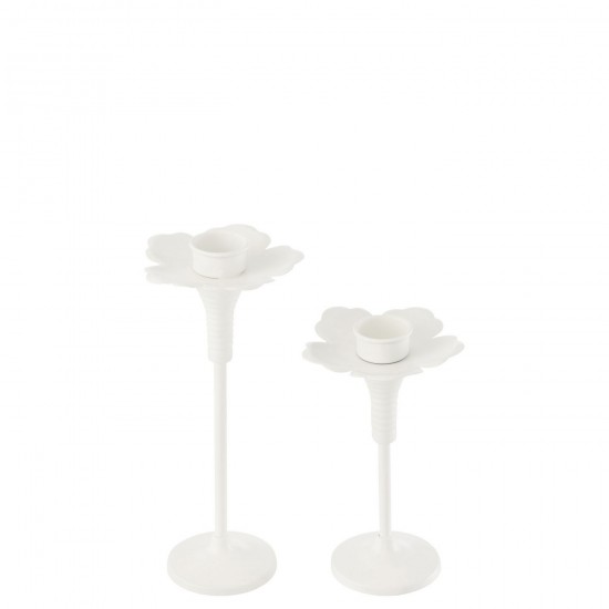 J Line chandeliers candélabres Jolipa Set De 2 Porte Bougie Oldies Metal Blanc.