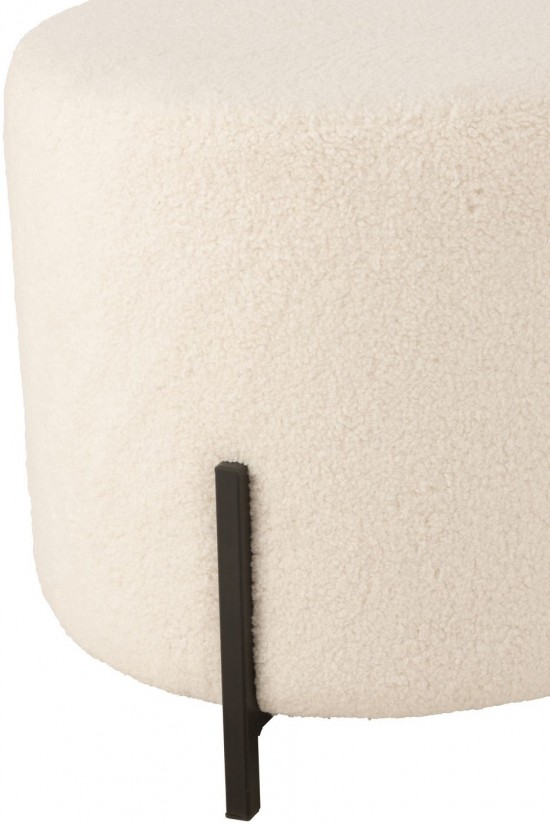 J Line tabourets ronds Jolipa Tabouret Mouton Tissu Mousse Blanc.