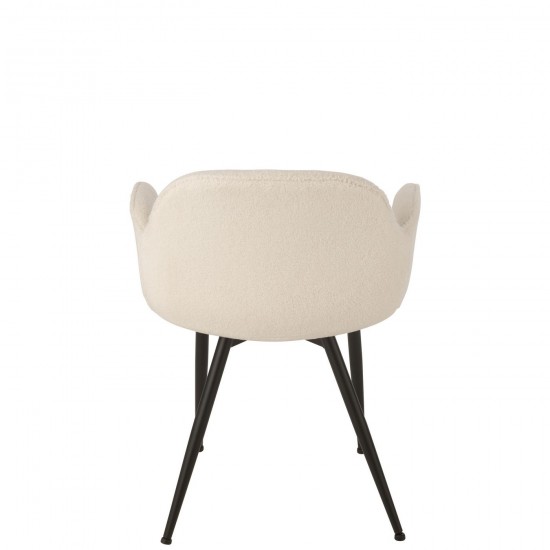 Jline Stoel Stof Metaal Wit.