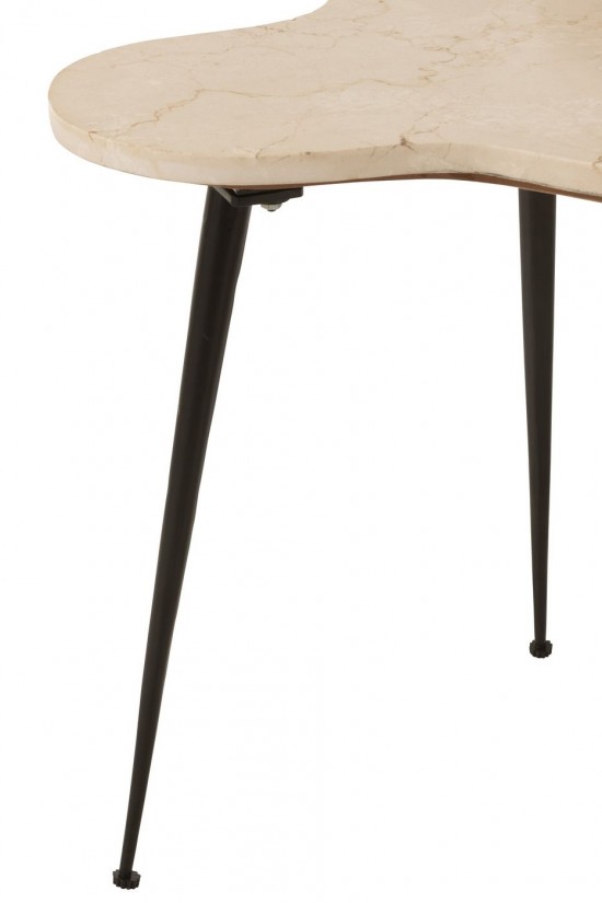 J Line tables d appoint bouts de canapé Jolipa Set 3 Table Gigogne Abeille Marbre Metal Blanc Noir.