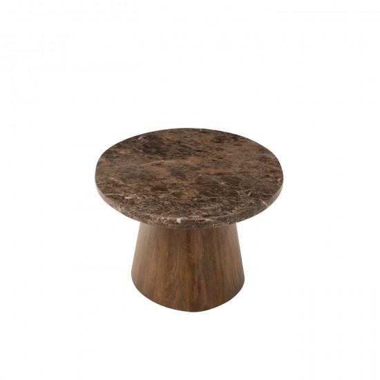 J Line tables de salon basse Jolipa Table Basse Ovale Marbre Bois De Manguier Marron.