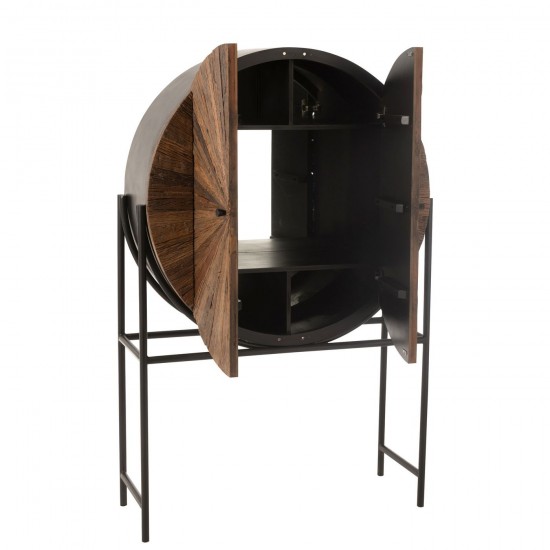 JLine J Line Bar Shanil Gerecycleerd Hout Mdf Bruin Zwart barkasten drankkasten.