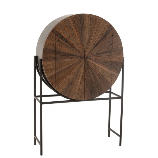 J Line Bar Shanil Gerecycleerd Hout Mdf Bruin Zwart barkasten drankkasten JO45998.