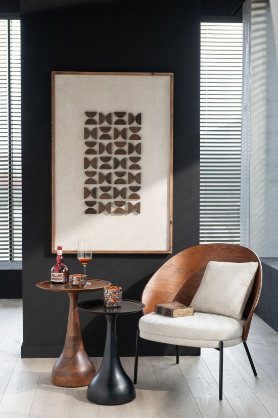 J Line Set 2 Tavolini Paro Legno Di Mango Marrone Nero Juego De 2 Mesas Paro Madera De Mango Marron Negro.