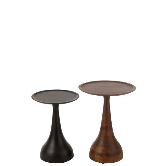 Jline Set Von 2 Beistelltischen Paro Mangoholz Braun Schwarz beistelltische.