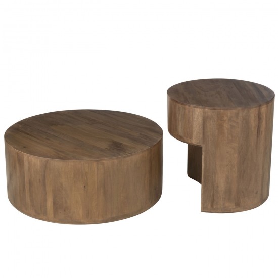 J Line tables de salon basse Jolipa Set De 2 Table Toge Bois De Manguier Brun.