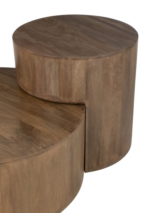 J Line Set Of 2 Table Toge Mango Wood Brown coffee tables.