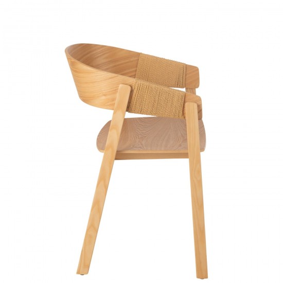 J Line chaises de repas Jolipa Chaise Naga Bois De Frene Corde Naturel.
