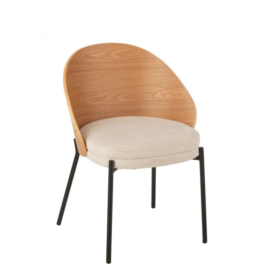 J Line Stoel Lone Multiplex Metaal Naturel Beige stoelen eetkamerstoelen eethoekstoelen eettafelstoelen eetstoelen JO46023.