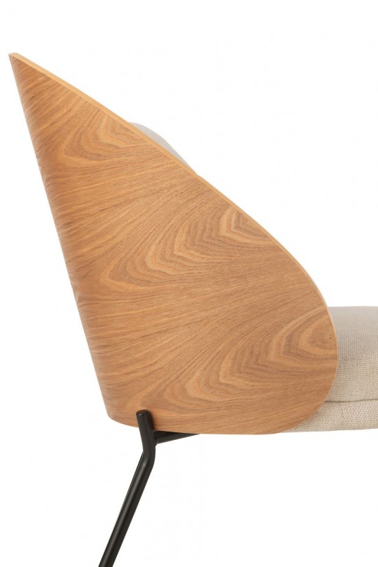 J Line Sedia Lounge Lone Legno Compensato Metallo Naturale Beige Sillón Lone Contrachapado Metal Natural Beige.