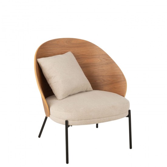 J Line Loungestoel Lone Multiplex Metaal Naturel Beige relax JO46025.