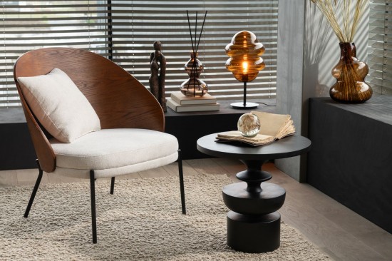 Jline Sillón De Salón Contrachapado Metal Marrón Beige.