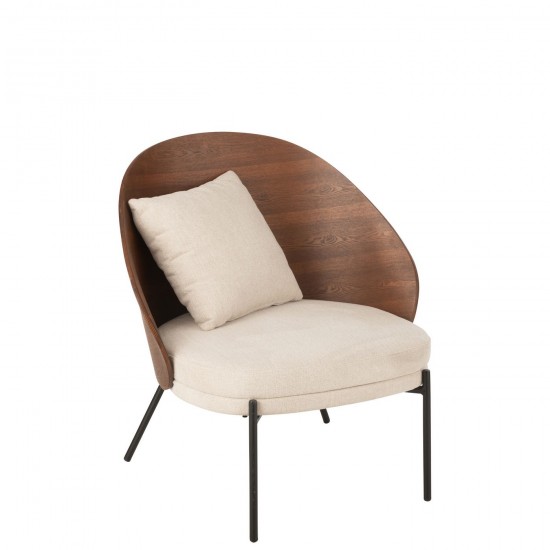 J Line Loungestoel Multiplex Metaal Bruin Beige relax JO46028.