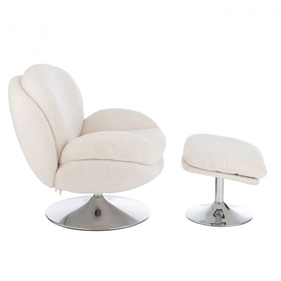 J Line chaises lounges Jolipa Siege Relax Repose Pieds Metal Contreplaque Creme Argent.