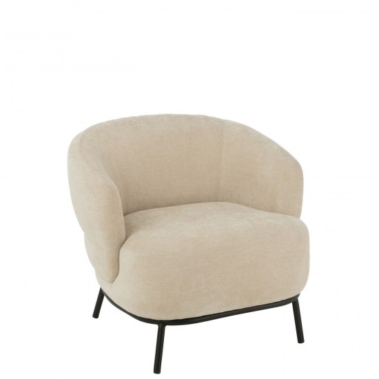 J Line Loungestoel Mars Populierenhout Schuim Beige relax JO46047.