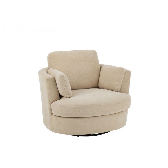 J Line Loungestoel Swiv Populierenhout Schuime Beige zetels JO46048.