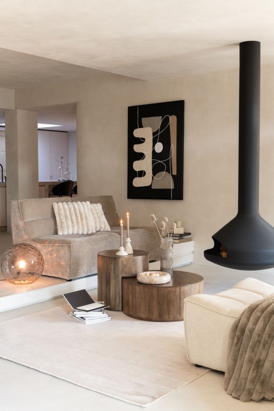 JLine J Line Sofa Grid Populierenhout Schuim Donker Taupe zetels.