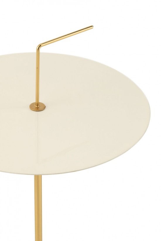 J Line tables d appoint bouts de canapé Jolipa Table D Appoint Disque Metal Blanc Or.