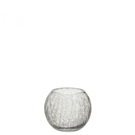 J Line Windlicht Bol Craquele Glas Transparant Small T theelichten theelichthouders waxinelichten JO46180.