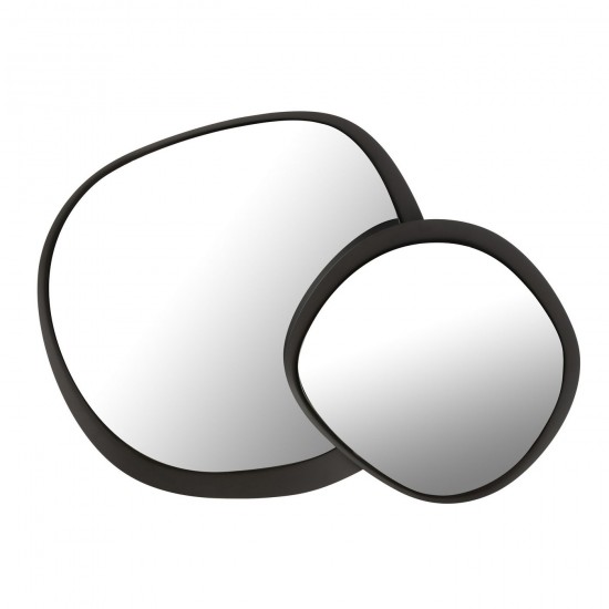 Jline Wandspiegel Metaal Glas Zwart Large.