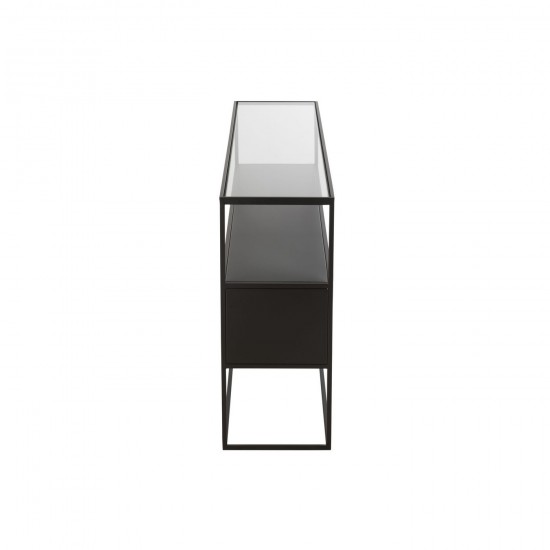 J Line tables de drapier murales Jolipa Console Carré Metal Verre Noir.