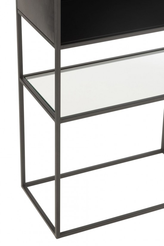 J Line Shelf Rectangle Metal Glass Black cupboard racks.