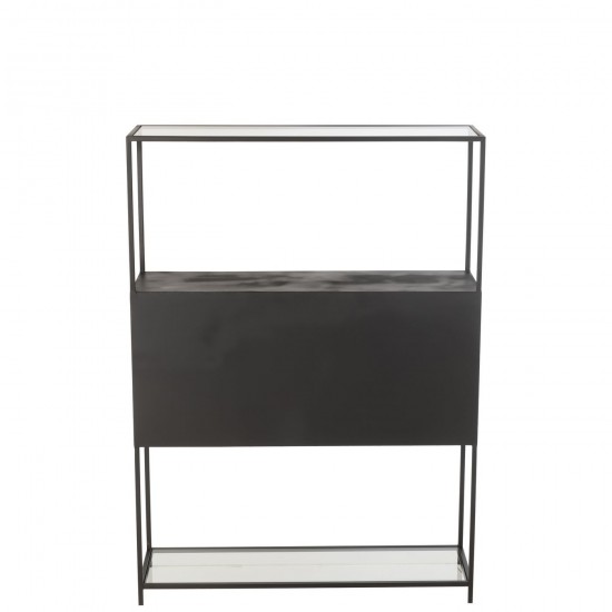 Jline Rek Metaal Glas Zwart.